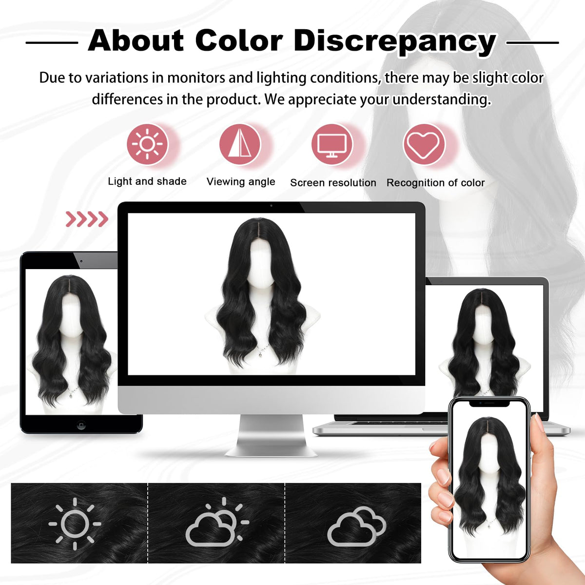 MORICA Ombre Dark Green Wigs for Women, 18 Inch Wavy Middle Part Wig