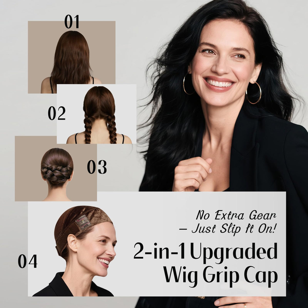 Dreamlover Wig Grip Cap,2-in-1 Wig Cap with Grip Band, Nude, 1 PCS