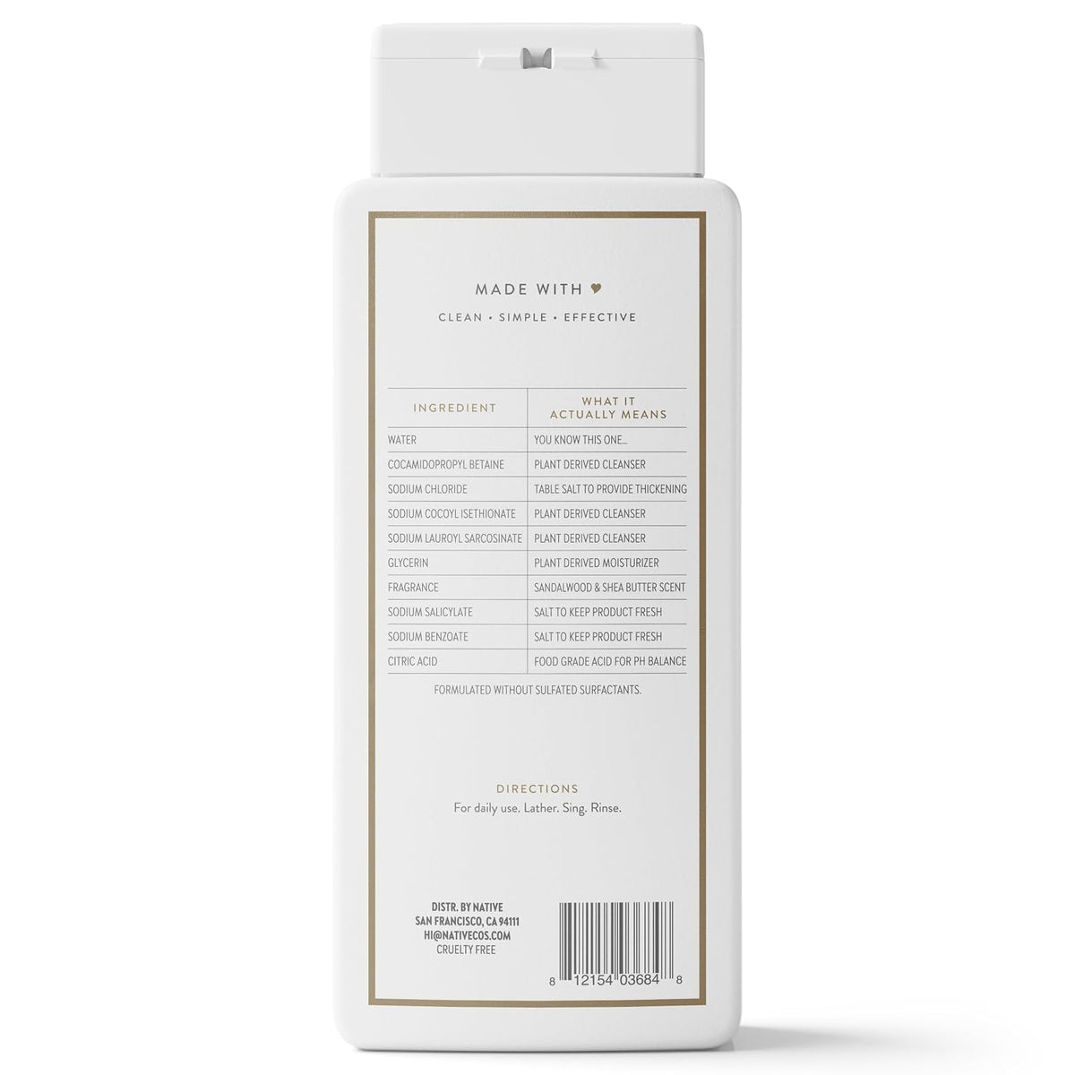 Native Clean Body Wash, Gentle & pH-balanced for Sensitive Skin, 24-Hr Freshness for Women & Men, Vegan & Cruelty-Free, Free of Sulfates & Parabens, Cherry & Vanilla Macaron, 18 fl oz