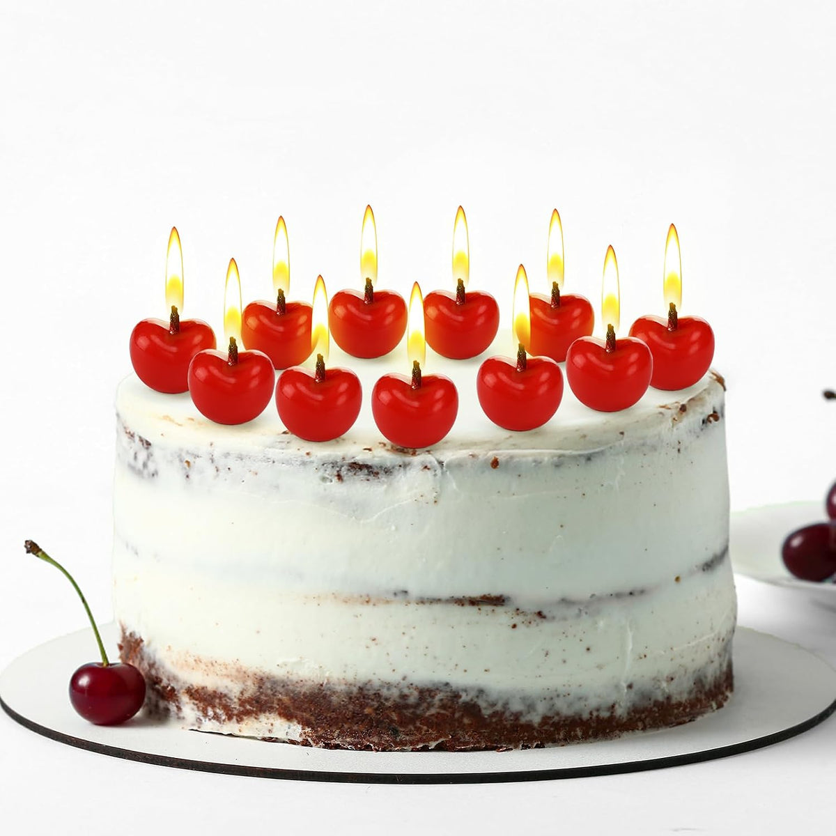 Conelist 15 Pcs Cherry Shaped Birthday Cake Toppers Decor, Red