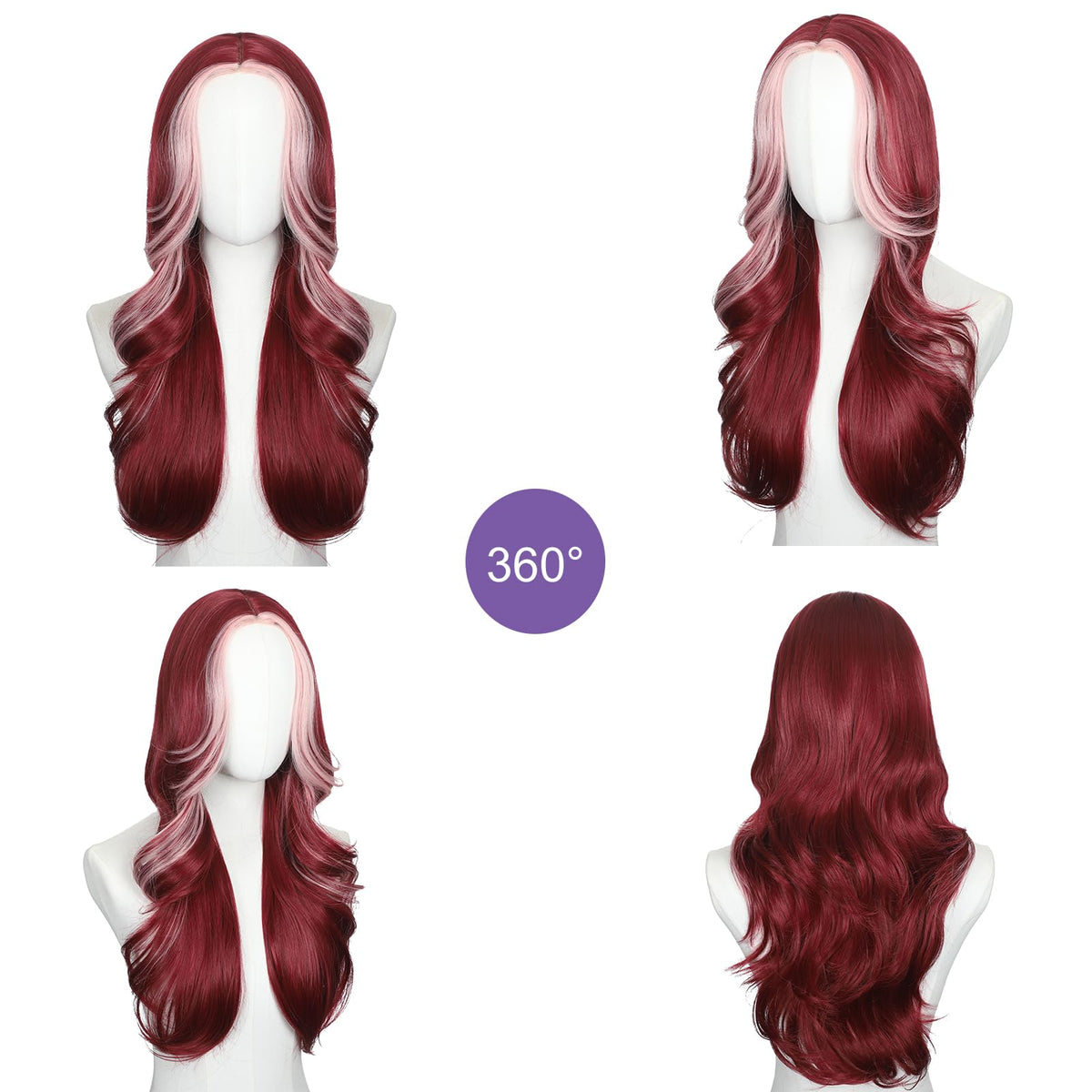 Brown Wigs for Women 26 Inch Middle Part Wavy Synthetic Wig