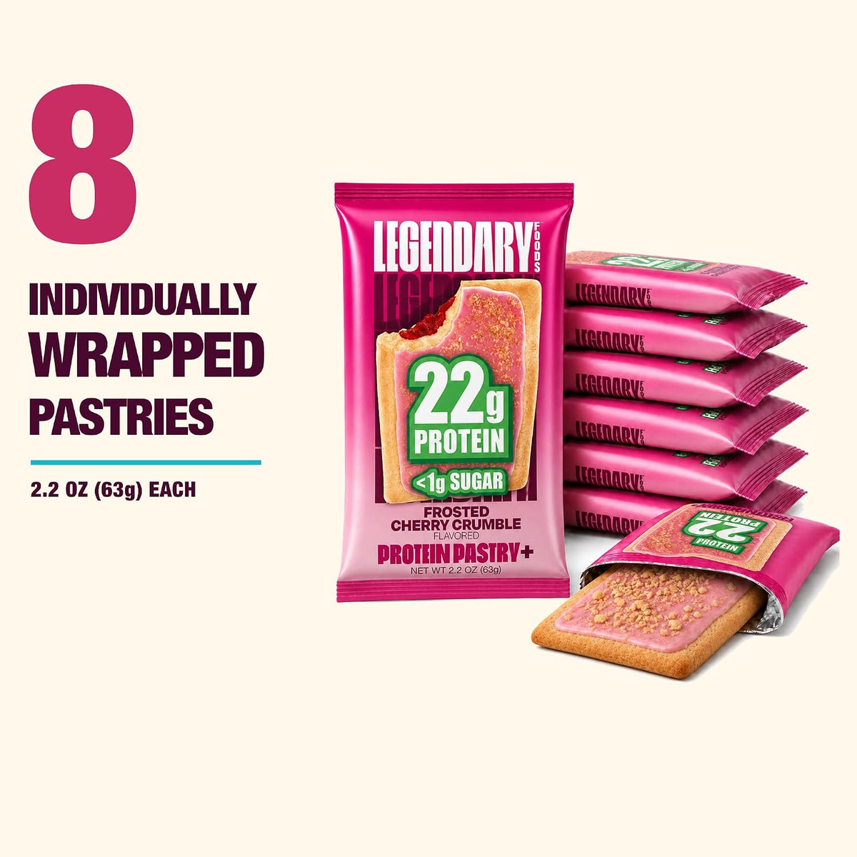 Legendary Foods High Protein Pastry, Cherry, Low Carb/Low Sugar Snack