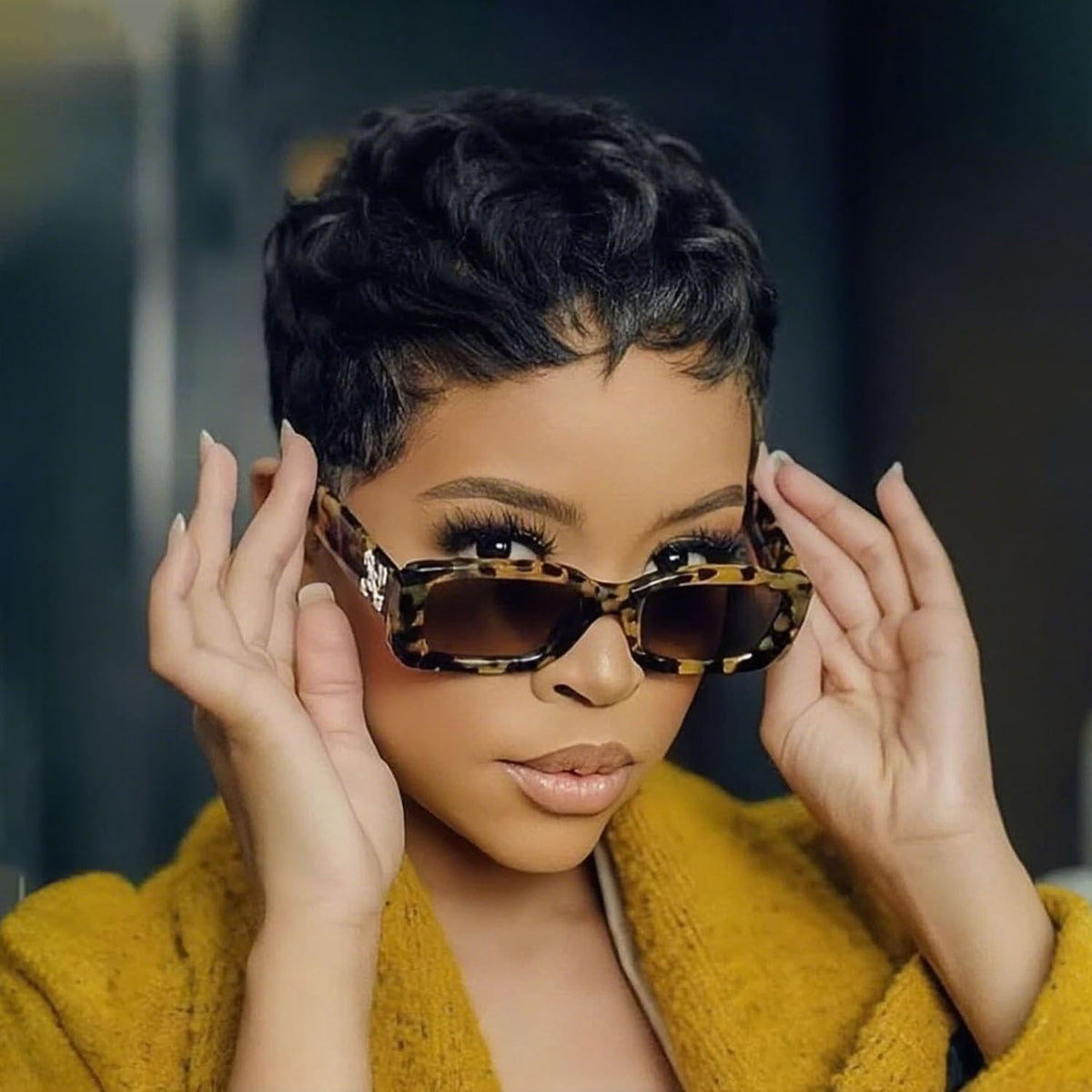 VRZ Pixie Cut Wigs for Black Women Brazilian Curly Pixie Cut Wig Human Hair Glueless Short Layered Wigs With Bangs Natural Black Color No Glue Human Hair Wig for Daily Use