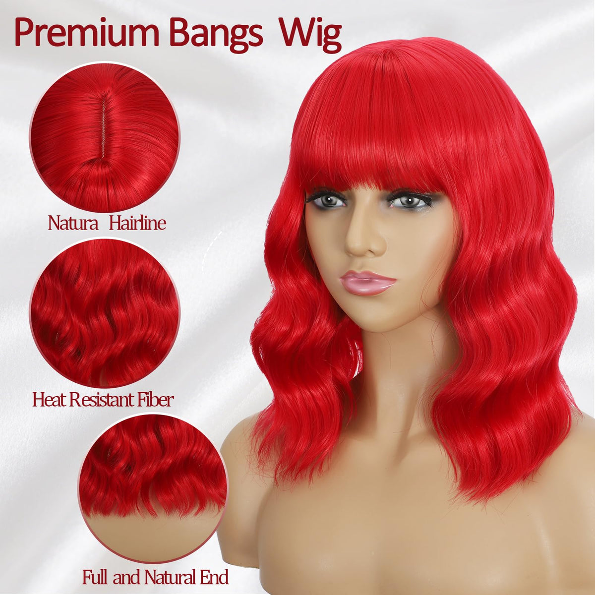 Dark Purple Wigs with Bangs for Women 14 Inch Short Wavy Bob Wigs Synthetic Bob Wig Curly Wig Heat Resistant Colorful Wavy Wig Cosplay Wigs For Daily Party Halloween