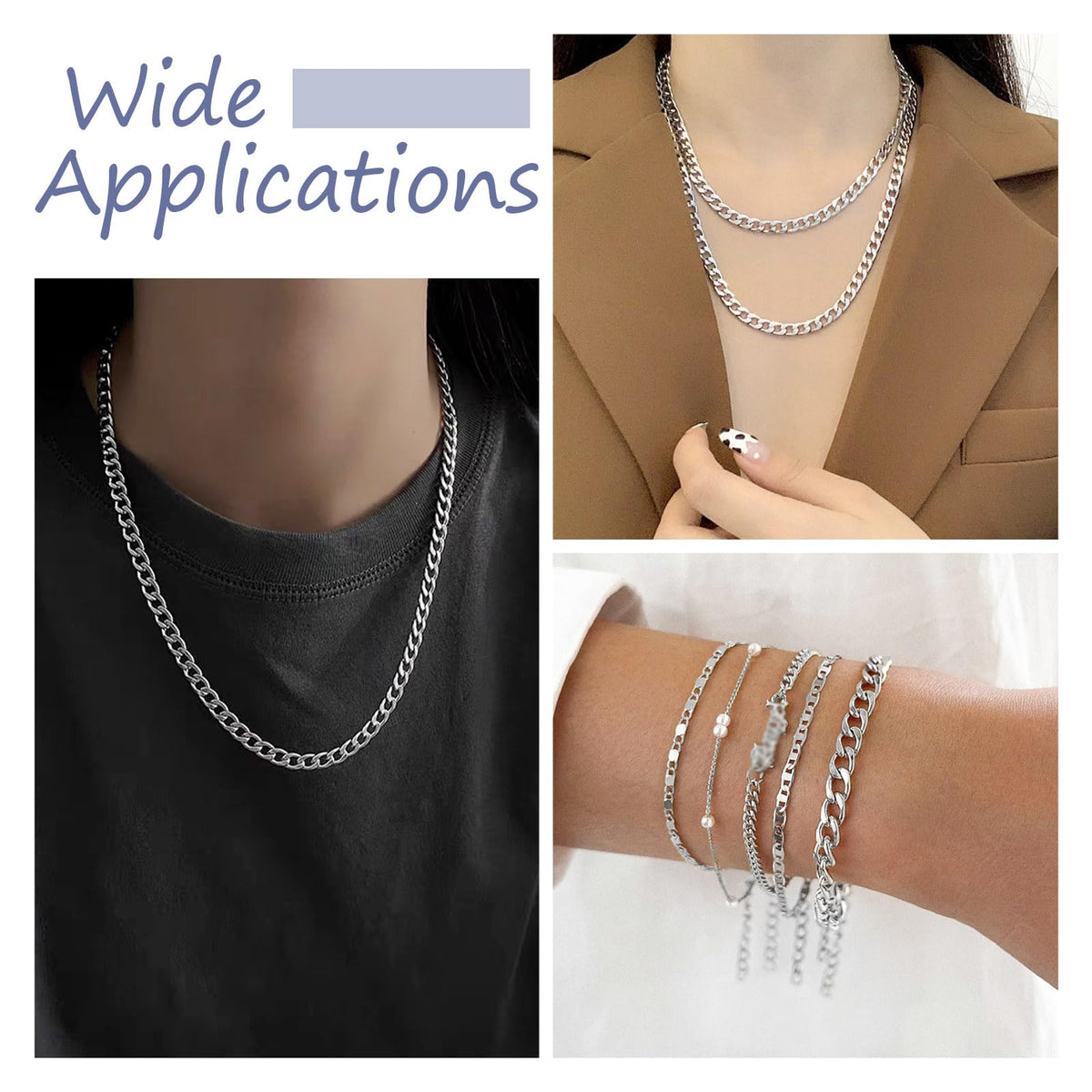 Beadthoven 16.4ft Aluminum Curb Chains, Silver Color Chains for Jewelry Making 5mm Wide Metal Craft Chain Link Spool Twisted Links Oval Curb Chains Unwelded for Clothes Necklace Bracelet DIY Findings