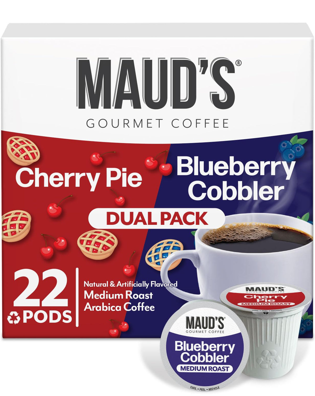 Maud's Cherry Flavored Medium Roast Coffee Pods, 18ct