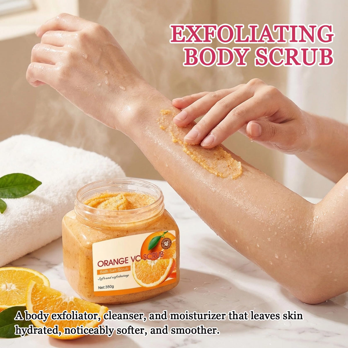 Cherry Body Exfoliator, Deep Cleaning Exfoliating Body Scrub, Moisturizing Nourishing Salt Rose Body Scrub, 350 g