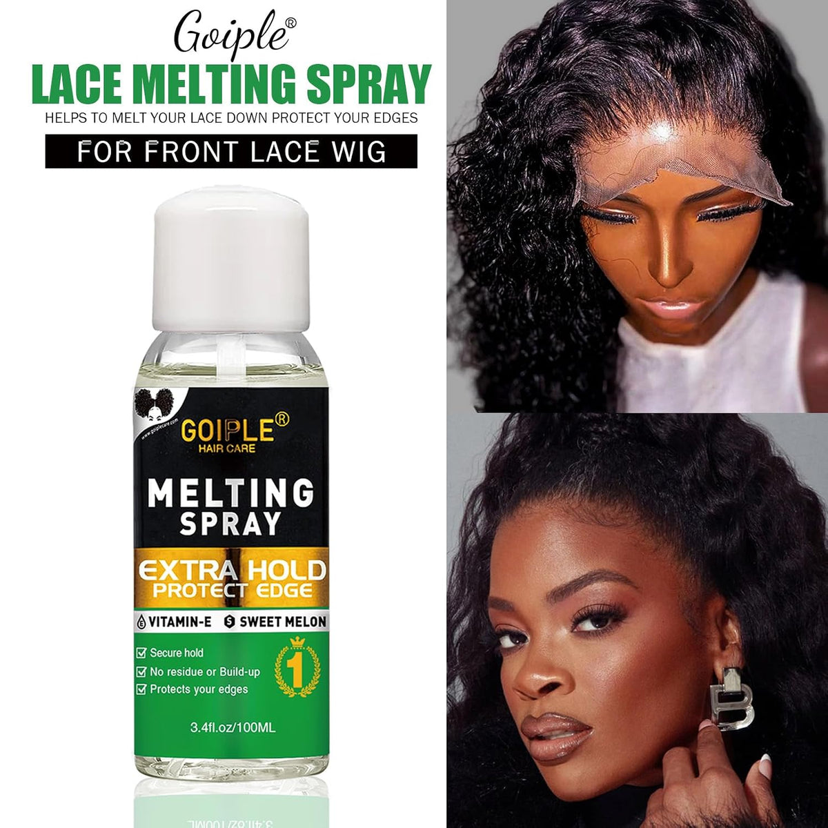 Lace Melting Spray for Glueless Wigs - Essentials Kit with Lace Front Wig Glue & Remover