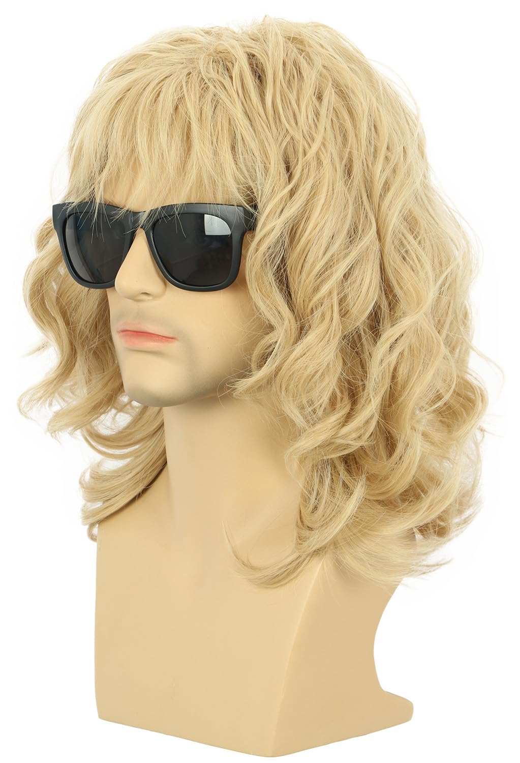 karlery California 70s 80s Rocker Wig Men Women Long Curly Dark Brown