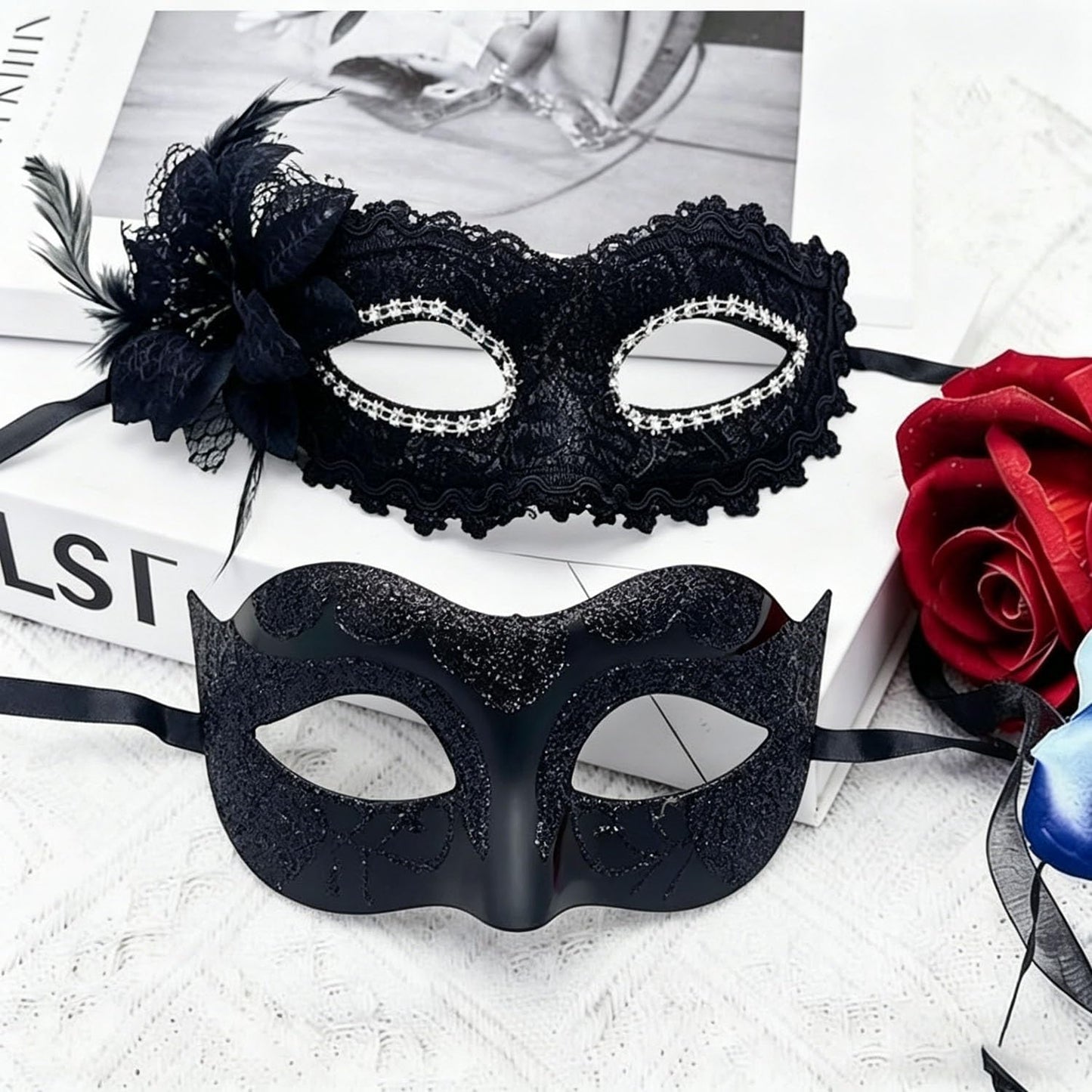 Masquerade Mask for Couples, Venetian Lace Masks for Women Men, Costume Mask for Party, Carnival
