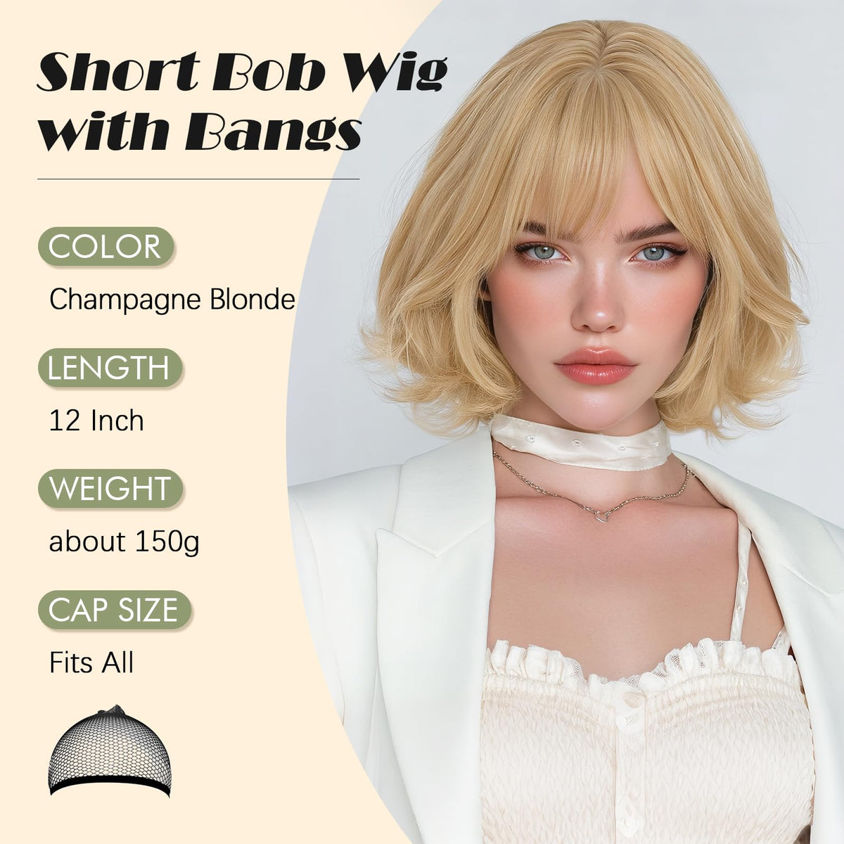 SOFEIYAN Short Wavy Violet Blue Wig - 12 Inch Dark Ginger Bob Wig with Bangs for Women Curly Shoulder Length Bob Wig with Bangs Soft Synthetic Hair Wigs for Girls Daily Party Use