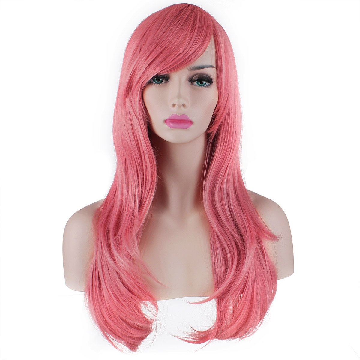 Akstore 28 inch Fashion Wigs Long Wavy Curly Hair Cosplay Wig & Wig Cap (Black)