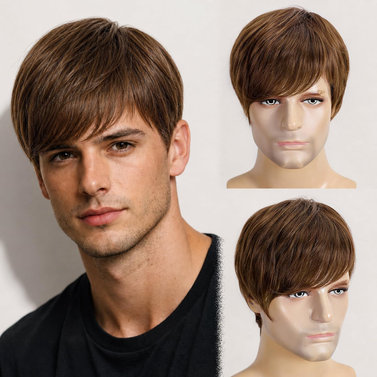 YYHR 80s Brown Wigs for Mens Mullet Rocker Costume Long Synthetic Hair Wig