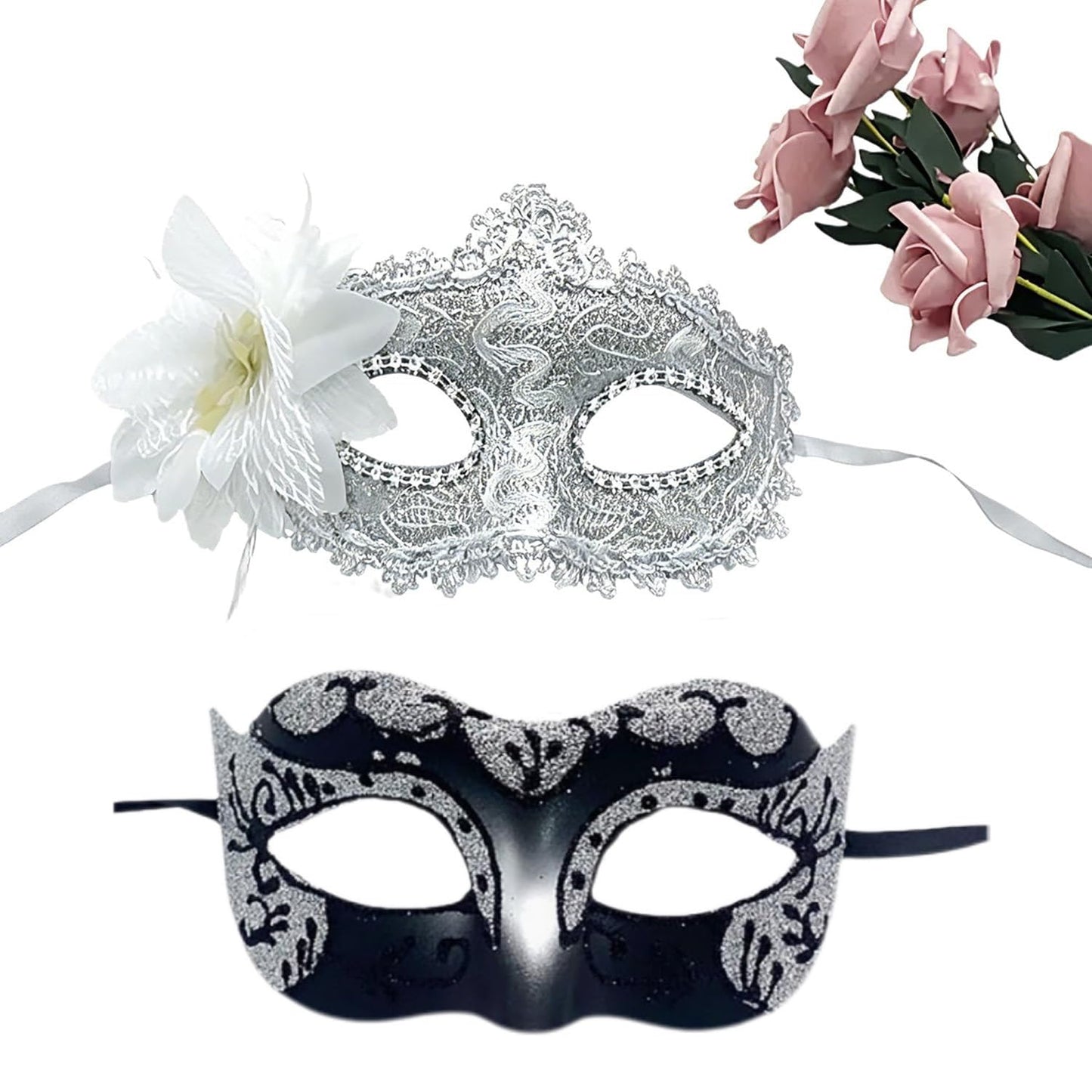 Masquerade Mask for Couples, Venetian Lace Masks for Women Men, Costume Mask for Party, Carnival