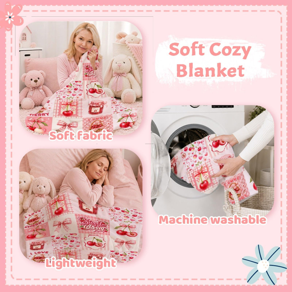 Cherry Blanket, Cherry Gifts for Women, Fruit Throw Blanket