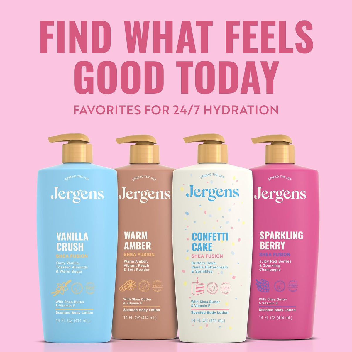 Jergens Shea Fusion Cherry Swirl Body Lotion, Dry Skin, 14 fl oz