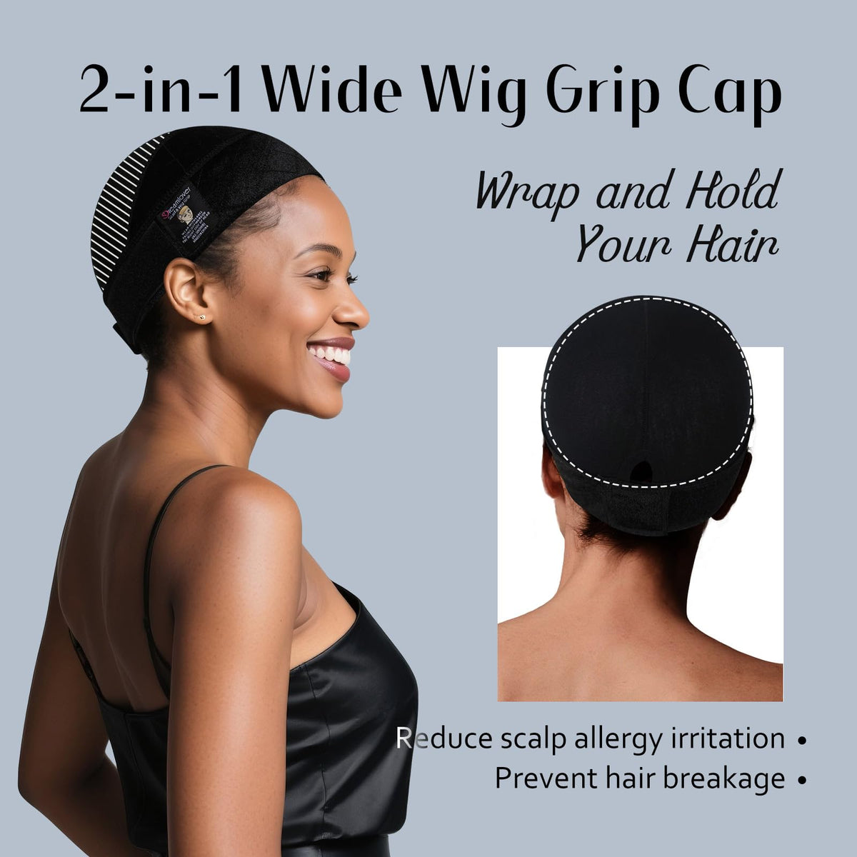 Dreamlover Wig Grip Cap,2-in-1 Wig Cap with Grip Band, Nude, 1 PCS