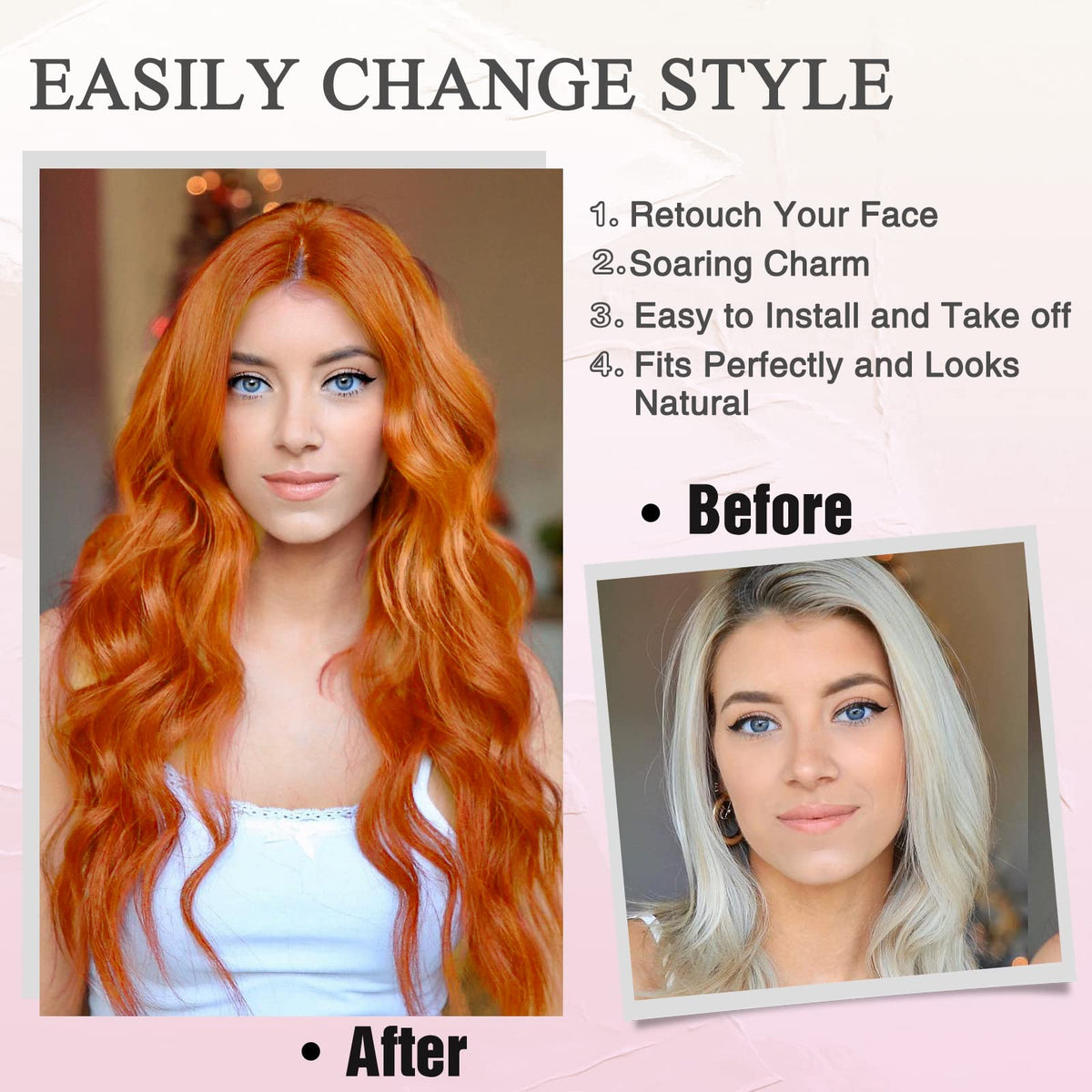 NAYOO 26 Inch Long Wavy Black Wig for Women, Middle Part Natural Looking Synthetic Wig, Heat Resistant Fiber Soft & Lightweight, Realistic Scalp Long Curly Wig for Daily Wear Party Cosplay