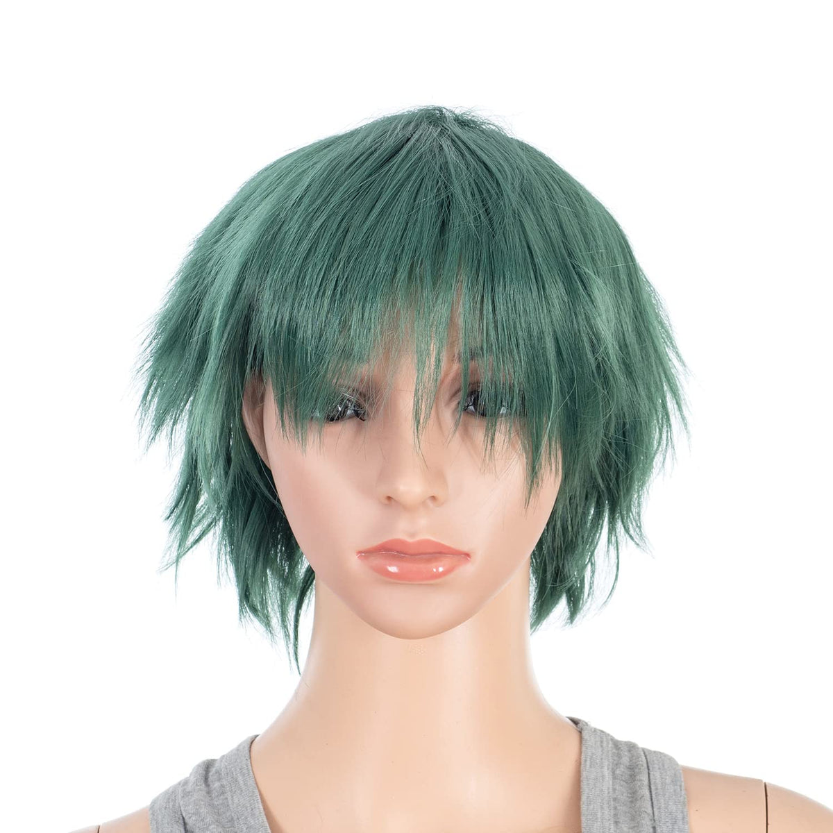 SWACC Unisex Fashion Spiky Layered Short Anime Cosplay Wig for Men and Women (1B-Off Black)