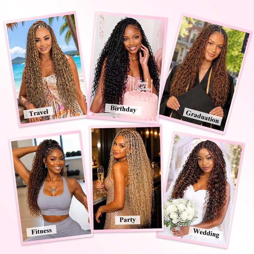 16 Inch Deep Wave Knotless Feather Crochet Human Hair #27 110g