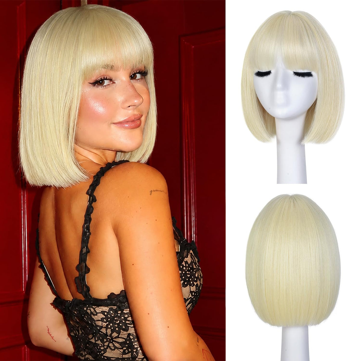 Hightlight Brown Bob Wig With Bangs Short Bob Wigs for Women Girl