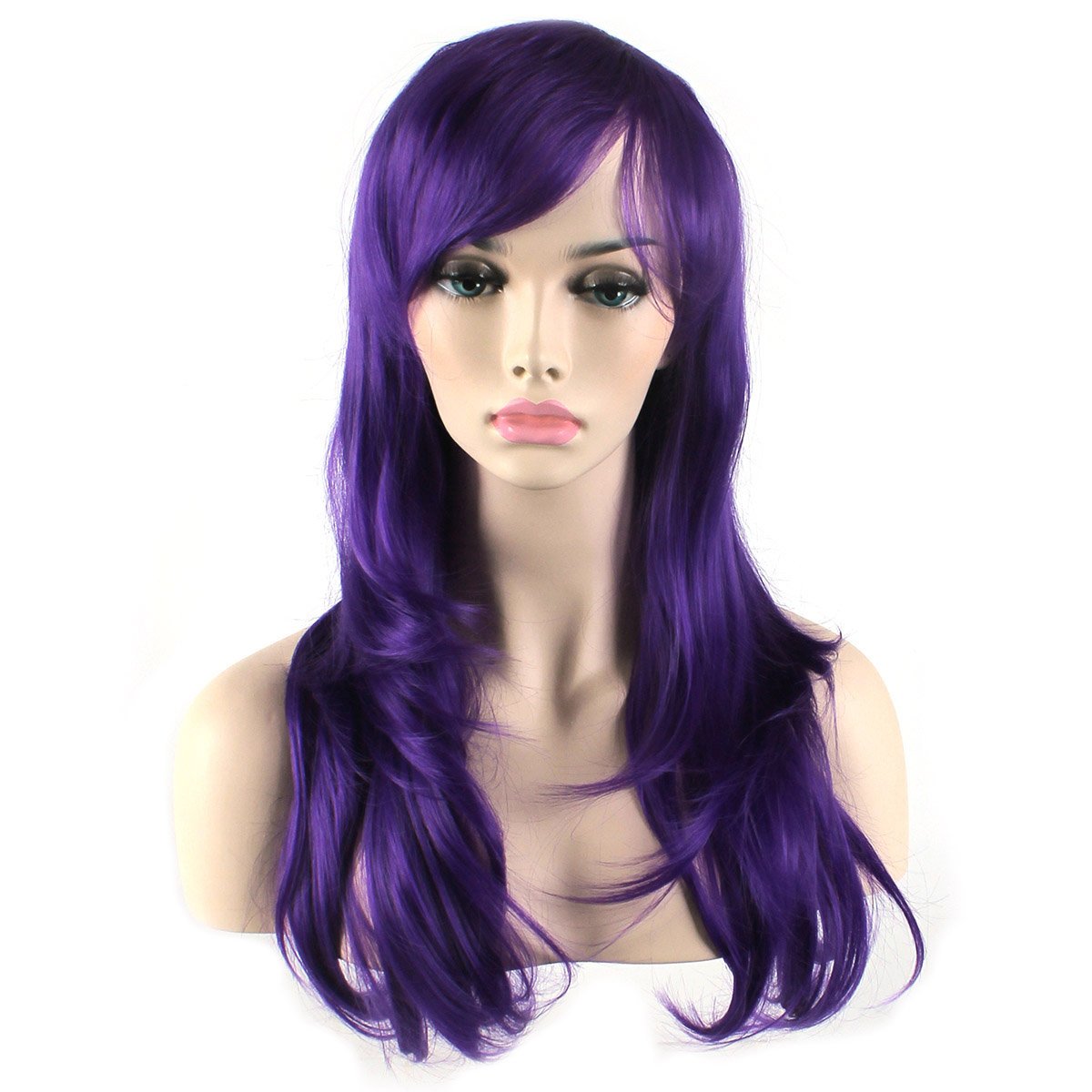 Akstore 28 inch Fashion Wigs Long Wavy Curly Hair Cosplay Wig & Wig Cap (Black)