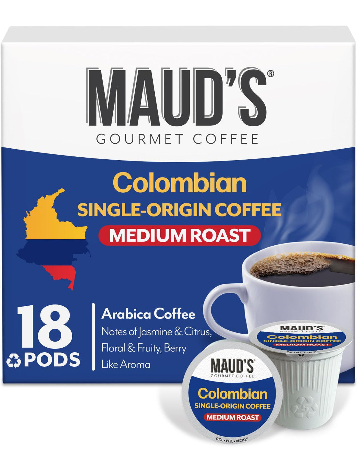 Maud's Cherry Flavored Medium Roast Coffee Pods, 18ct