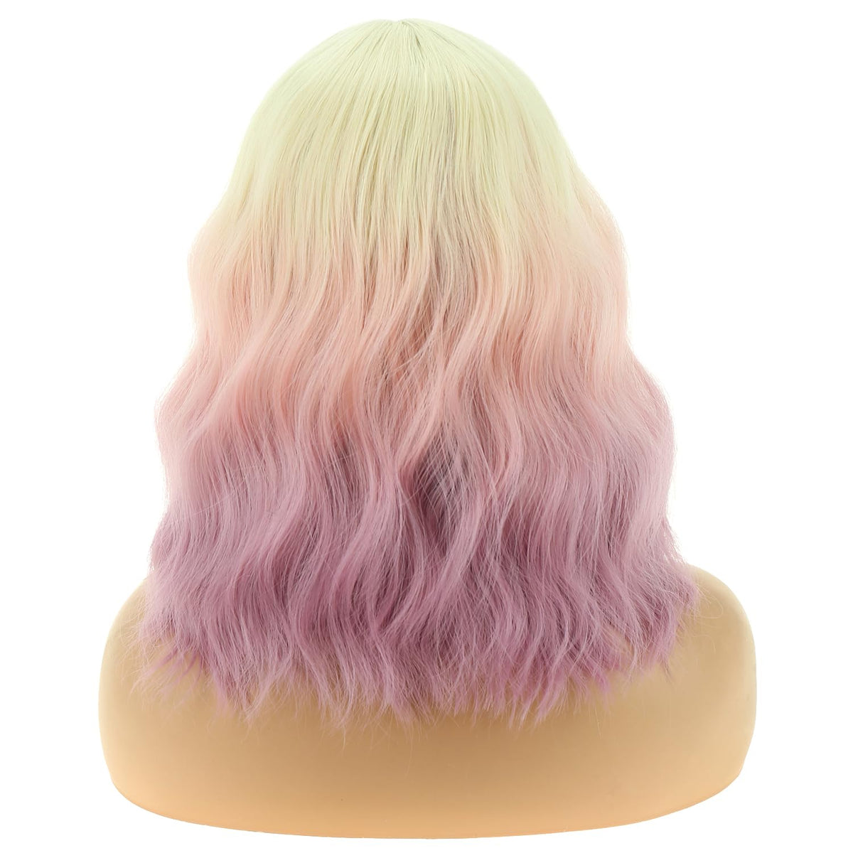 BERON 14 Inches Pink Wig for Women Girls Short Curly Synthetic Wig with Bangs Lovely Pink
