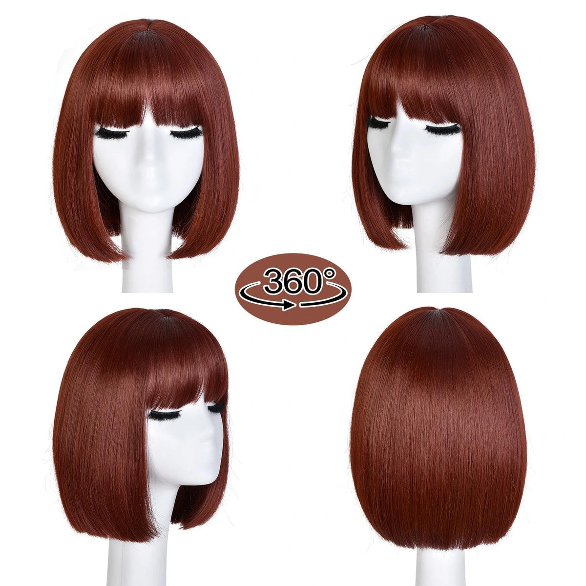Bob Wig with Bangs for Women Short Straight Bob Wigs for Women 12inch