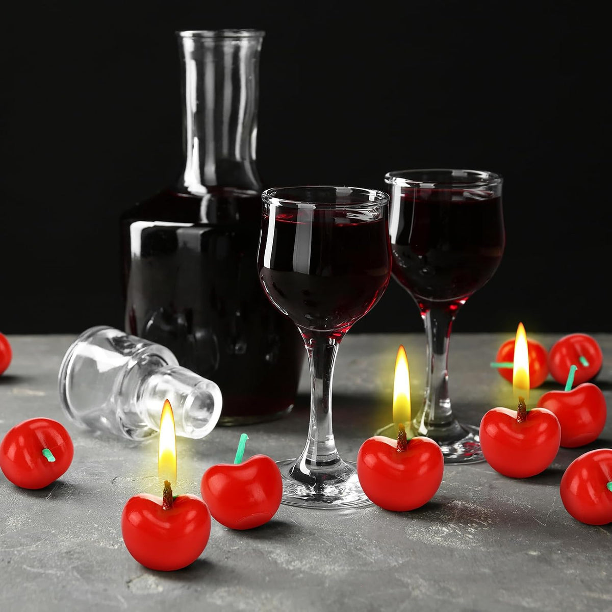 Conelist 15 Pcs Cherry Shaped Birthday Cake Toppers Decor, Red