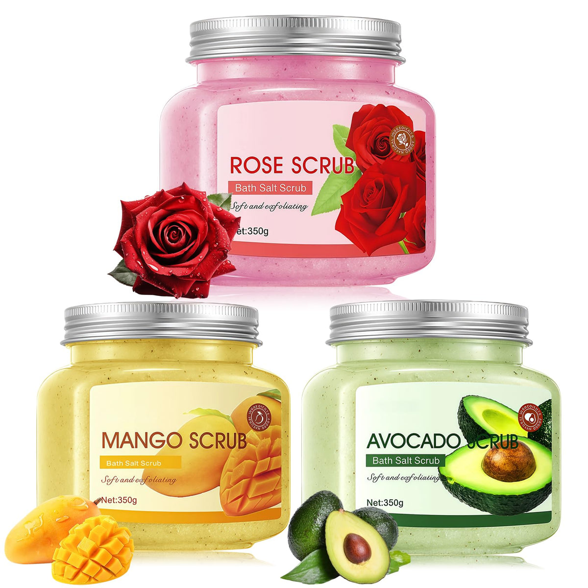 Cherry Body Exfoliator, Deep Cleaning Exfoliating Body Scrub, Moisturizing Nourishing Salt Rose Body Scrub, 350 g