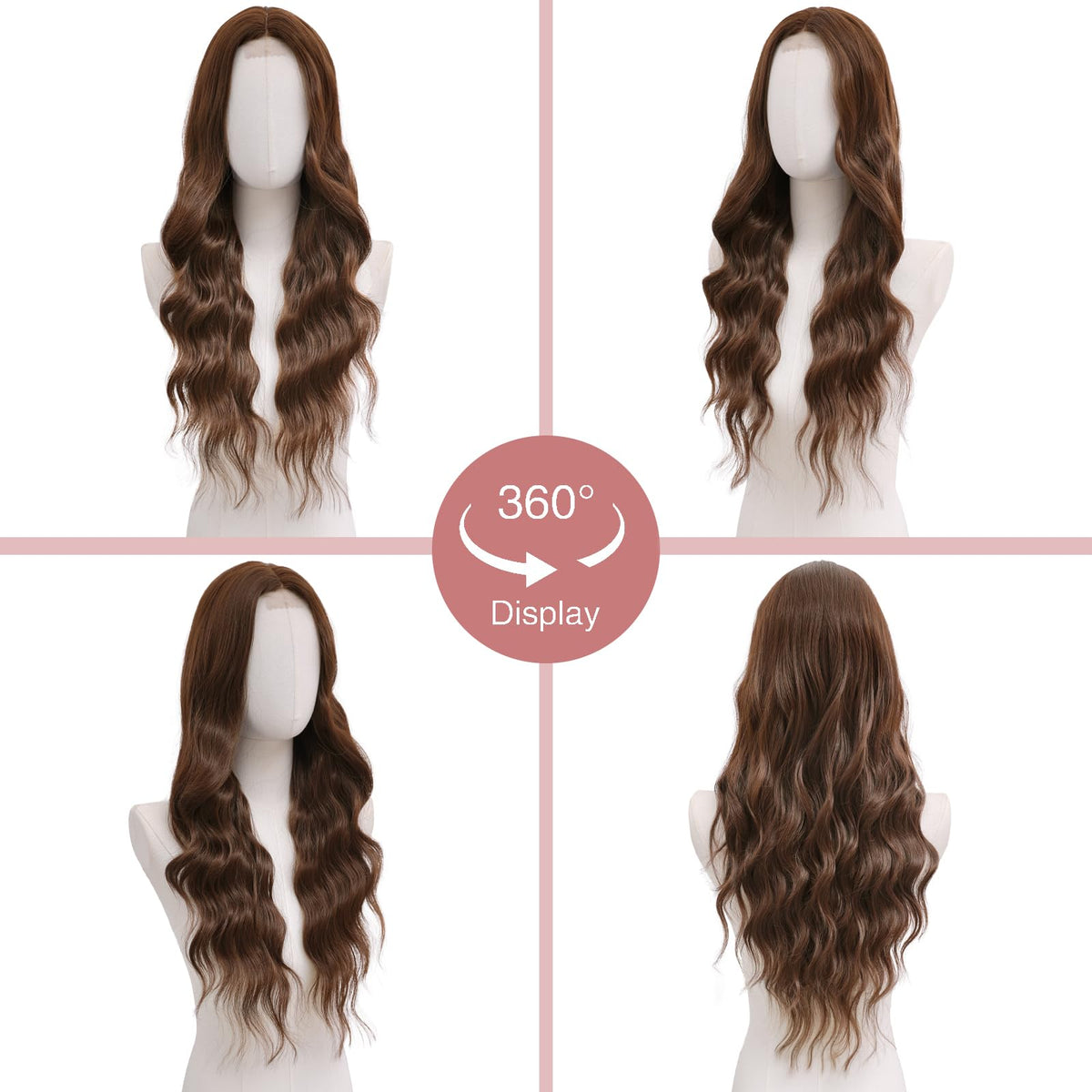 NAYOO 26 Inch Long Wavy Black Wig for Women, Middle Part Natural Looking Synthetic Wig, Heat Resistant Fiber Soft & Lightweight, Realistic Scalp Long Curly Wig for Daily Wear Party Cosplay