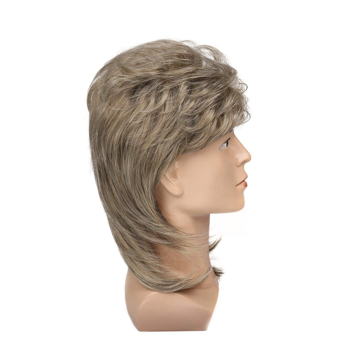 Kaneles Mullet Wigs for Men 80s Costumes Fancy Party Accessory Cosplay Halloween Wig (Light Brown)