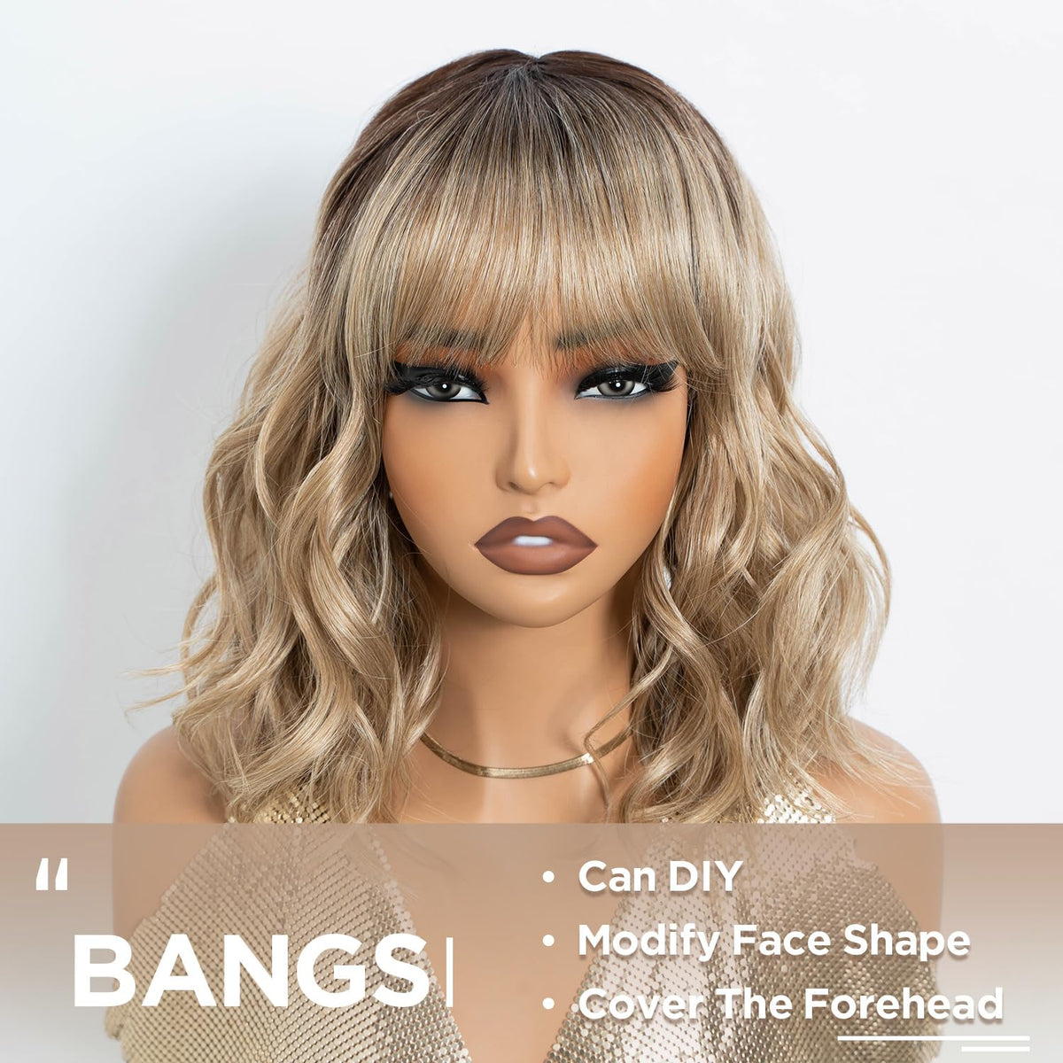NOBLE Blue Wig with Bangs 12 Inches Short Bob Curly Wig Blue Wigs for Women Colorful Wavy Bob Wigs with Air Bangs Heat Resistant Synthetic Silver Blue Halloween Wigs for Cosplay Party