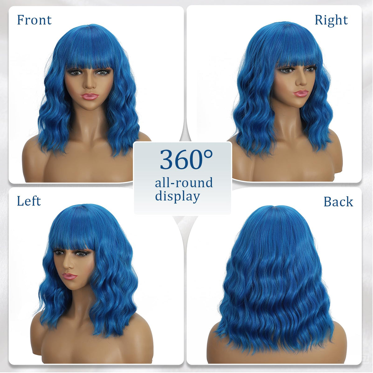 Dark Purple Wigs with Bangs for Women 14 Inch Short Wavy Bob Wigs Synthetic Bob Wig Curly Wig Heat Resistant Colorful Wavy Wig Cosplay Wigs For Daily Party Halloween