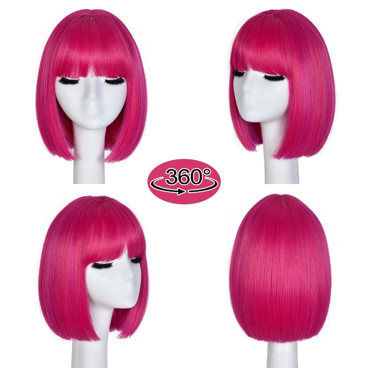Bob Wig with Bangs for Women Short Straight Bob Wigs for Women 12inch