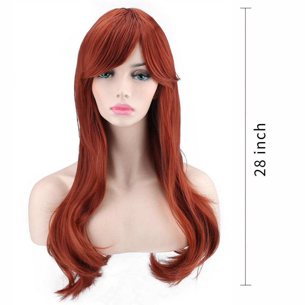 Akstore 28 inch Fashion Wigs Long Wavy Curly Hair Cosplay Wig & Wig Cap (Black)