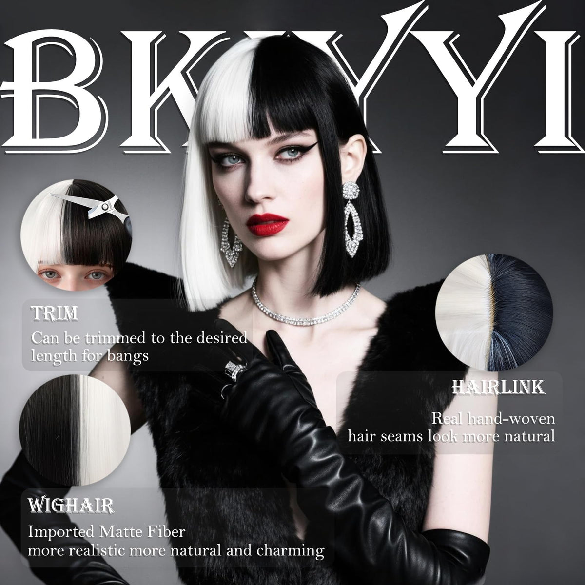Black Bob Wig with Bangs Short Black Straight Wig for Women