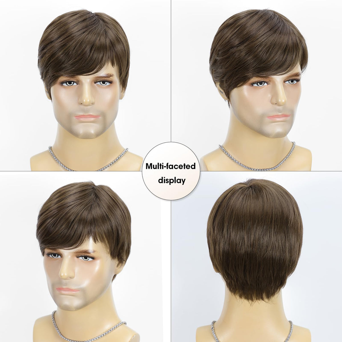 YYHR 80s Brown Wigs for Mens Mullet Rocker Costume Long Synthetic Hair Wig