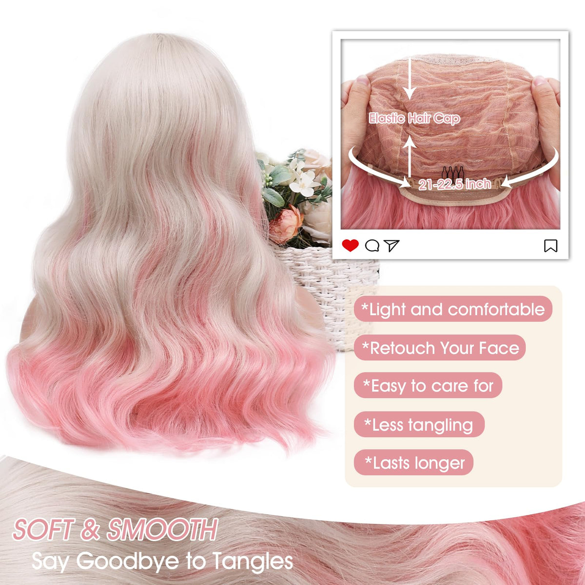 MORICA Ombre Dark Green Wigs for Women, 18 Inch Wavy Middle Part Wig