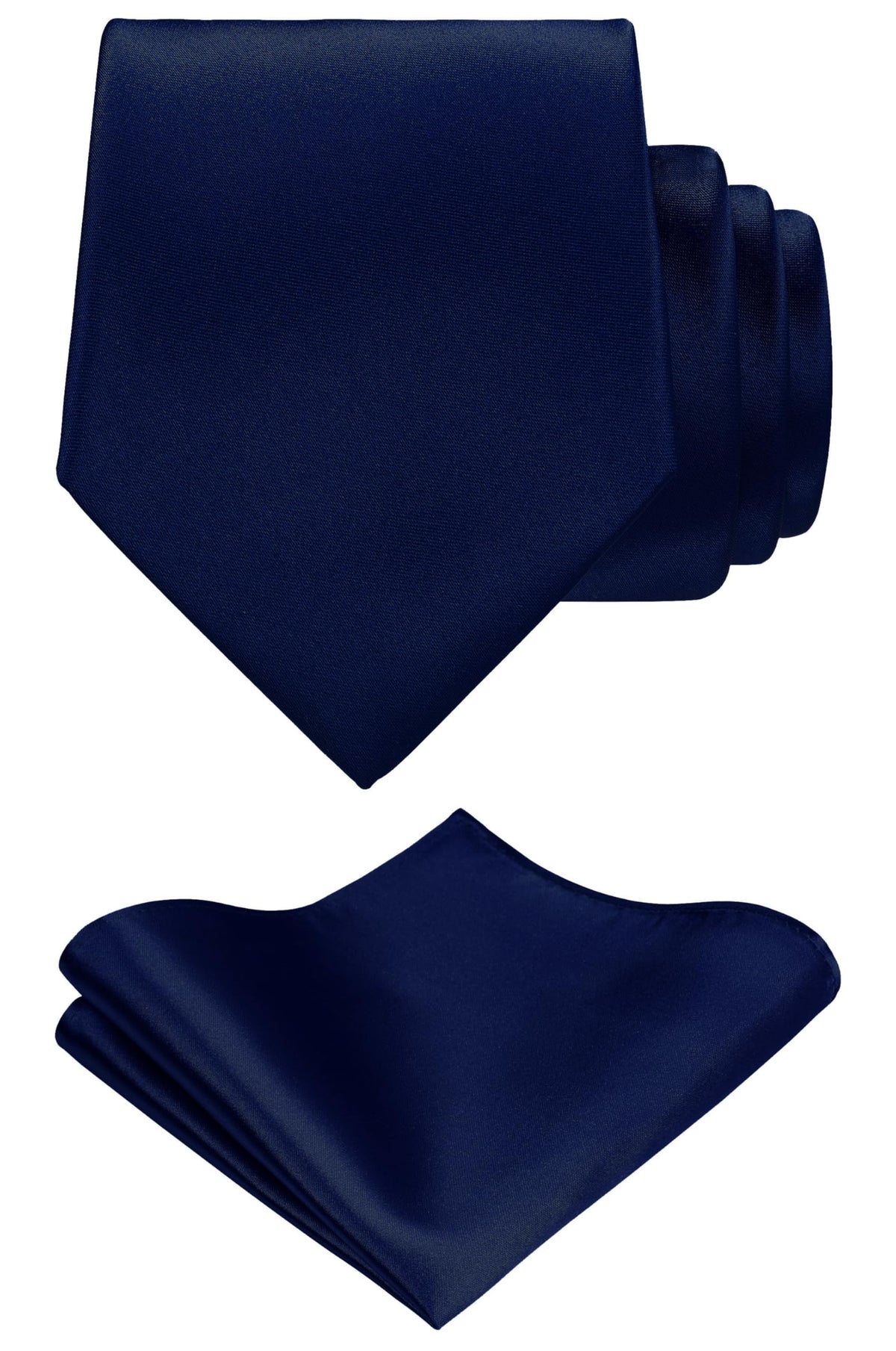 TIE G Solid Satin Woven dyed Color Formal Black Necktie and Pocket Square Sets in Gift Box