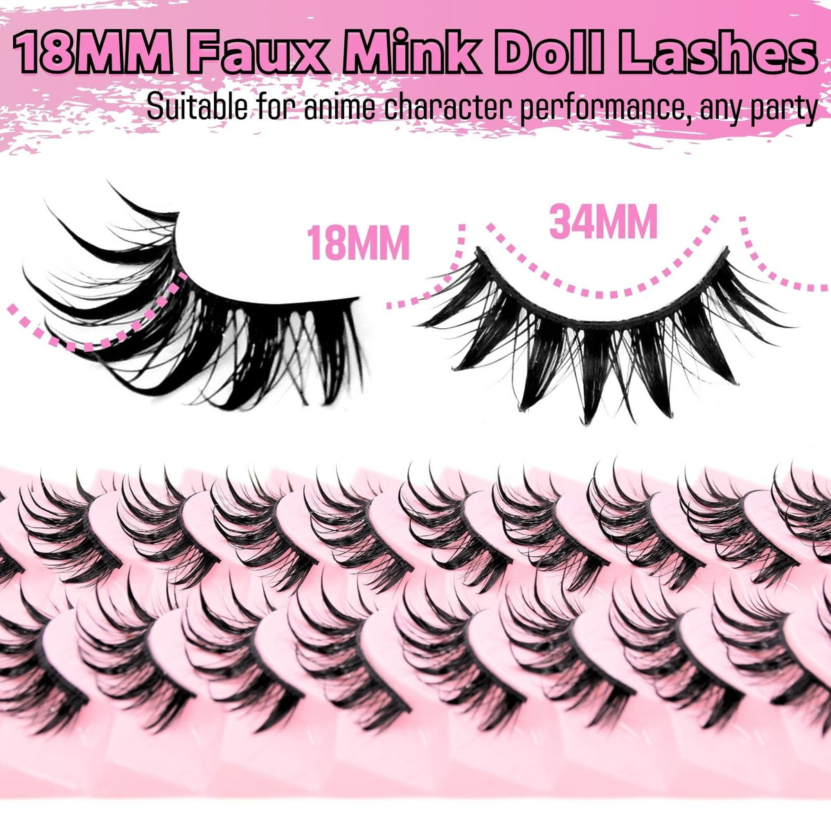 10 Pairs Manga Lashes Anime Cosplay Lashes Spiky Manga Style Lashes Janpanese 16mm Extension Natural Manhua Doll Eye Lashes Halloween/Party Makeup Look by AUGENLI (A3)