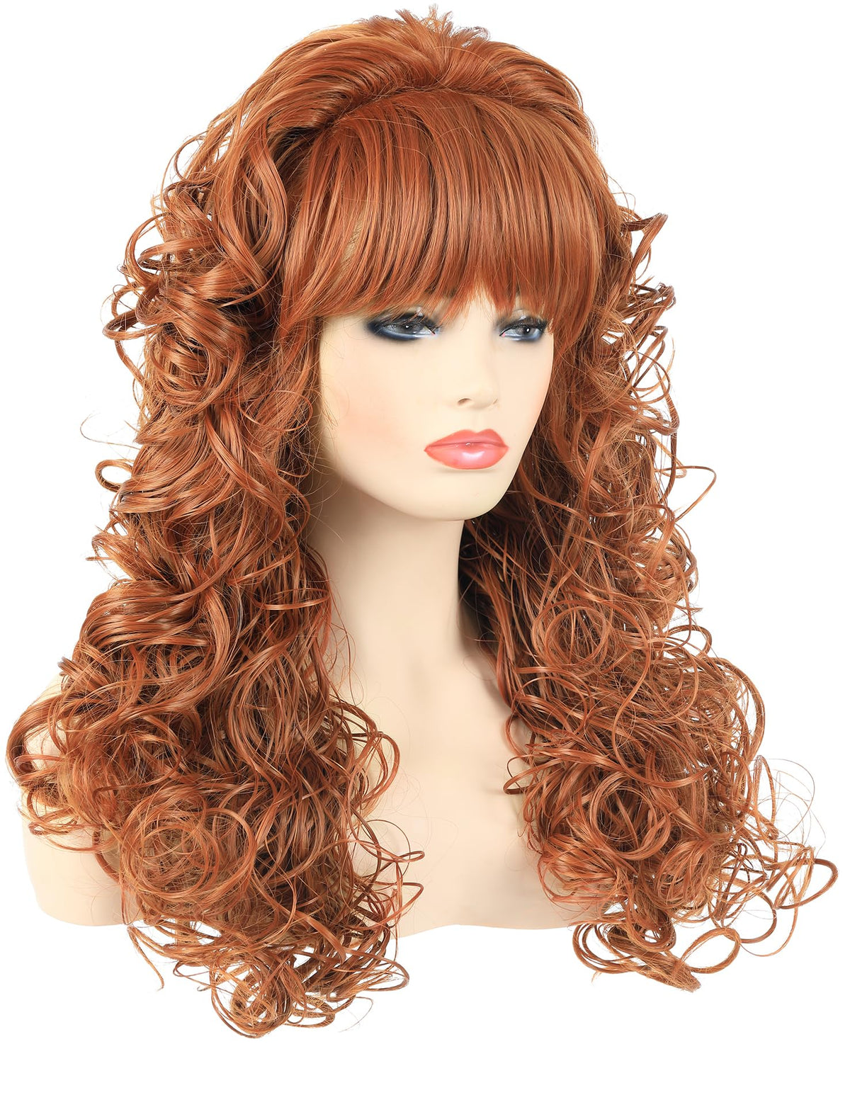 Long Blonde Curly Wig with Bangs for Women Retro Country Diva Costume Wig
