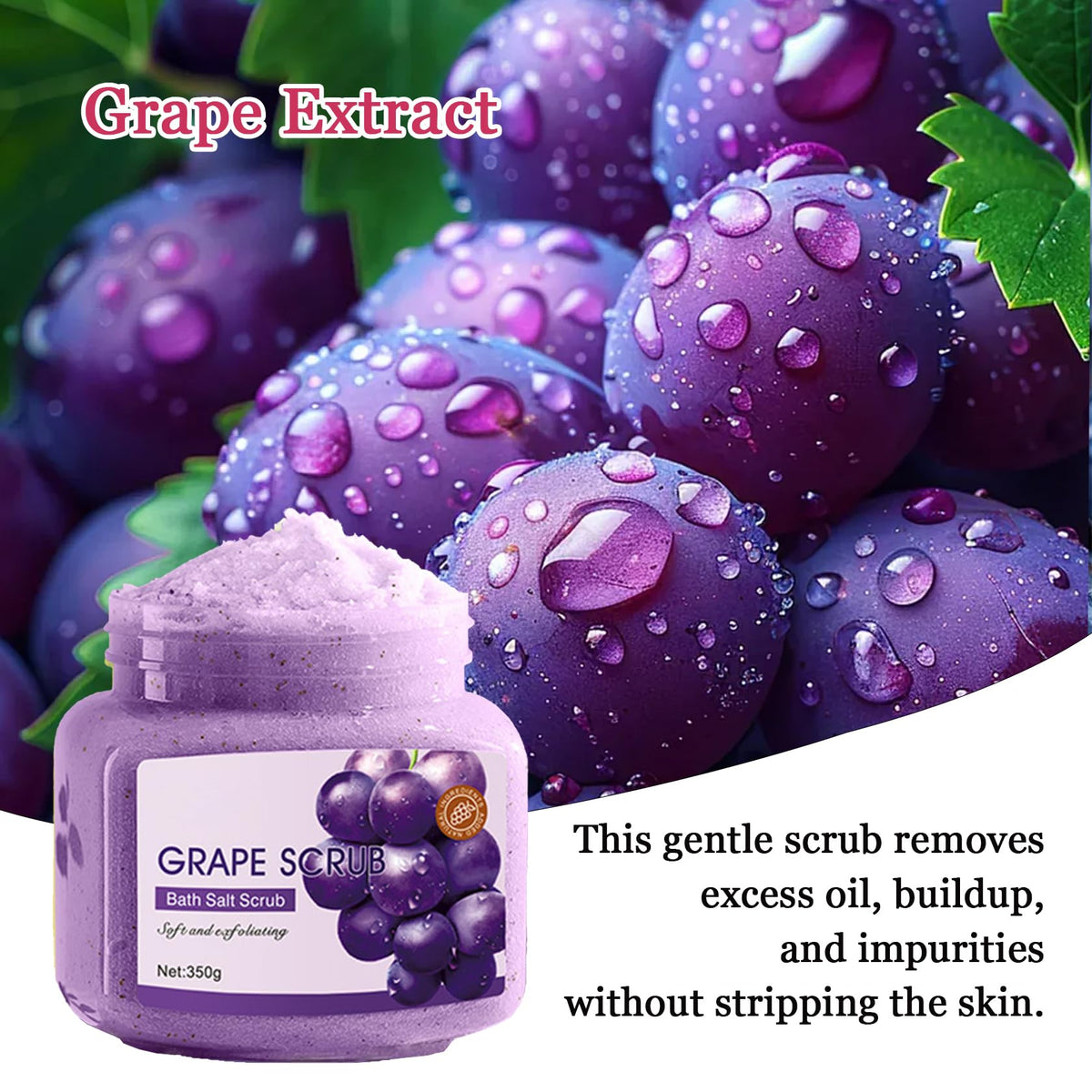 Cherry Body Exfoliator, Deep Cleaning Exfoliating Body Scrub, Moisturizing Nourishing Salt Rose Body Scrub, 350 g