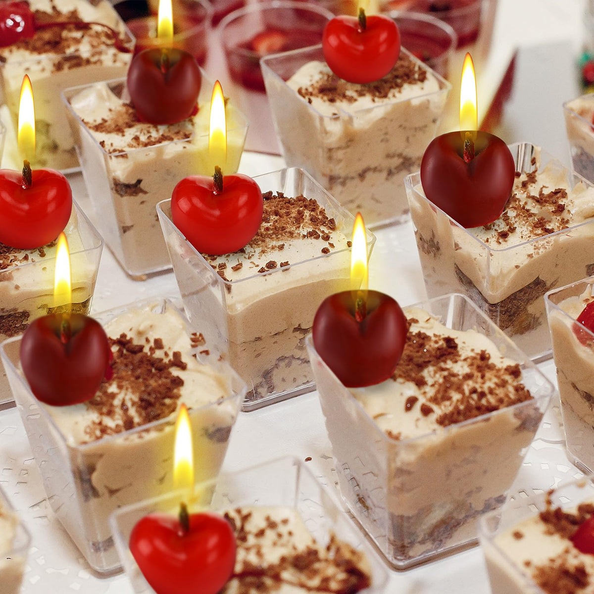 Conelist 15 Pcs Cherry Shaped Birthday Cake Toppers Decor, Red