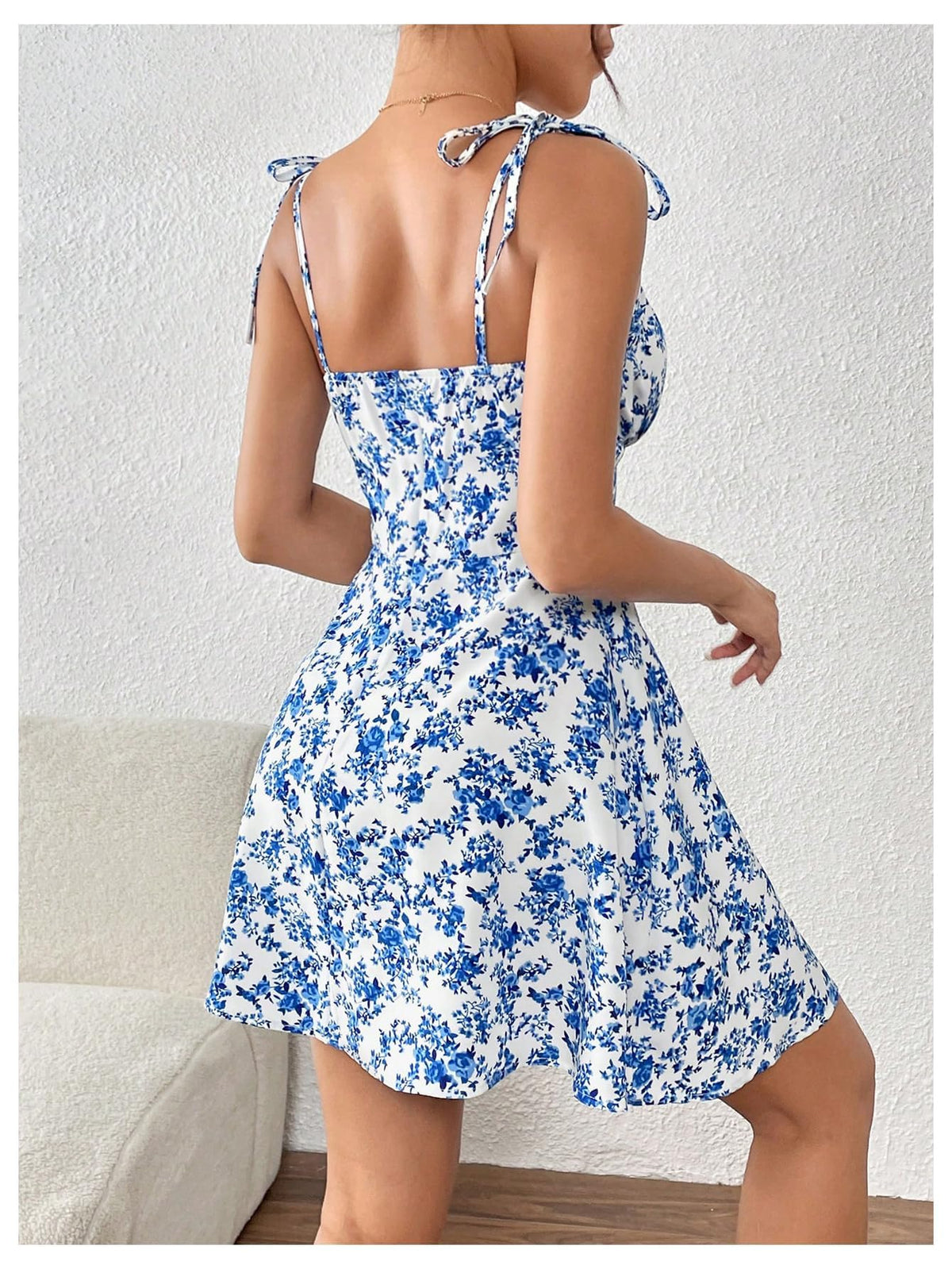 Floerns Women's Summer Floral Cherry Print A Line Short Cami Dress