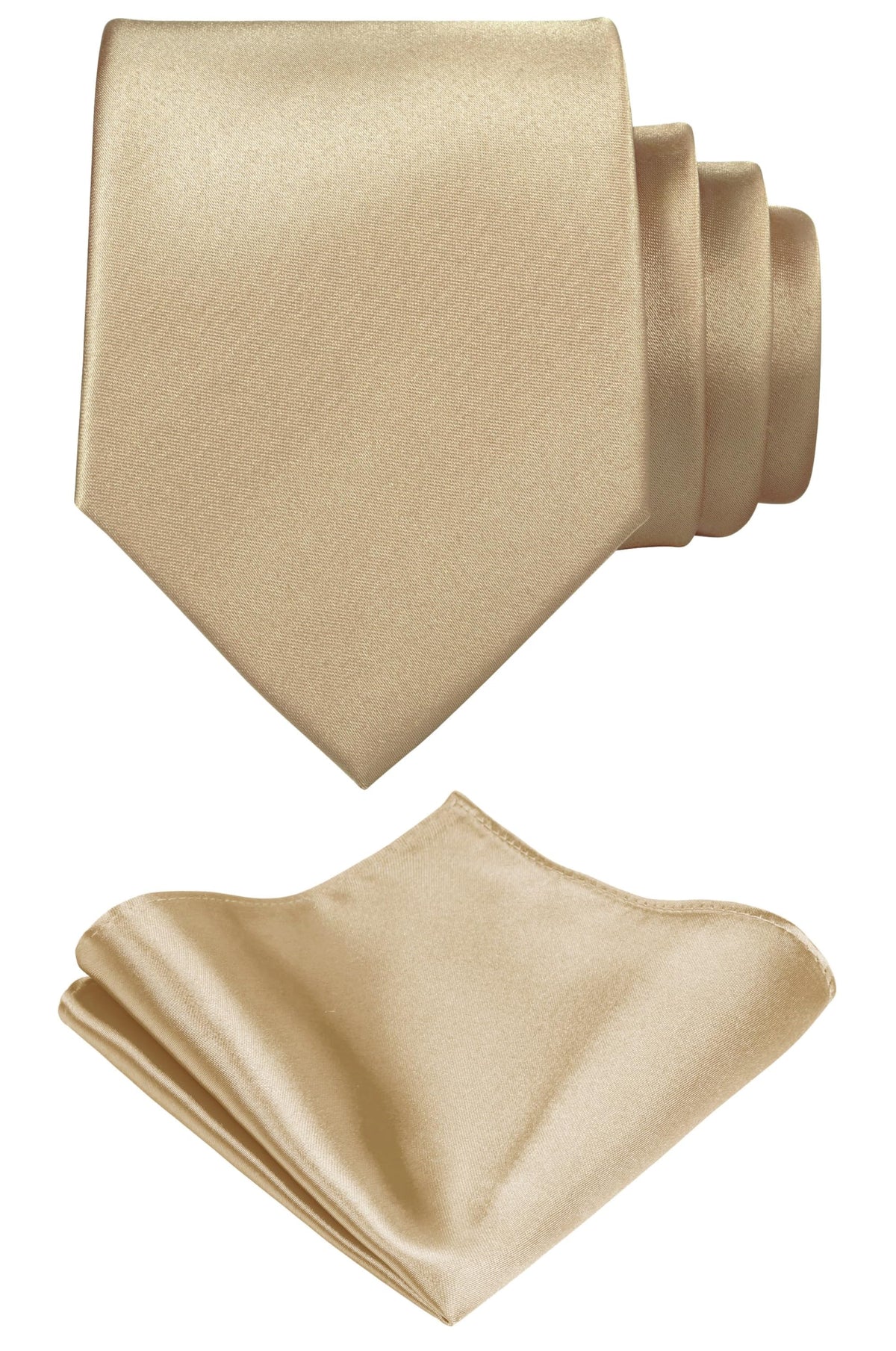 TIE G Solid Satin Woven dyed Color Formal Black Necktie and Pocket Square Sets in Gift Box