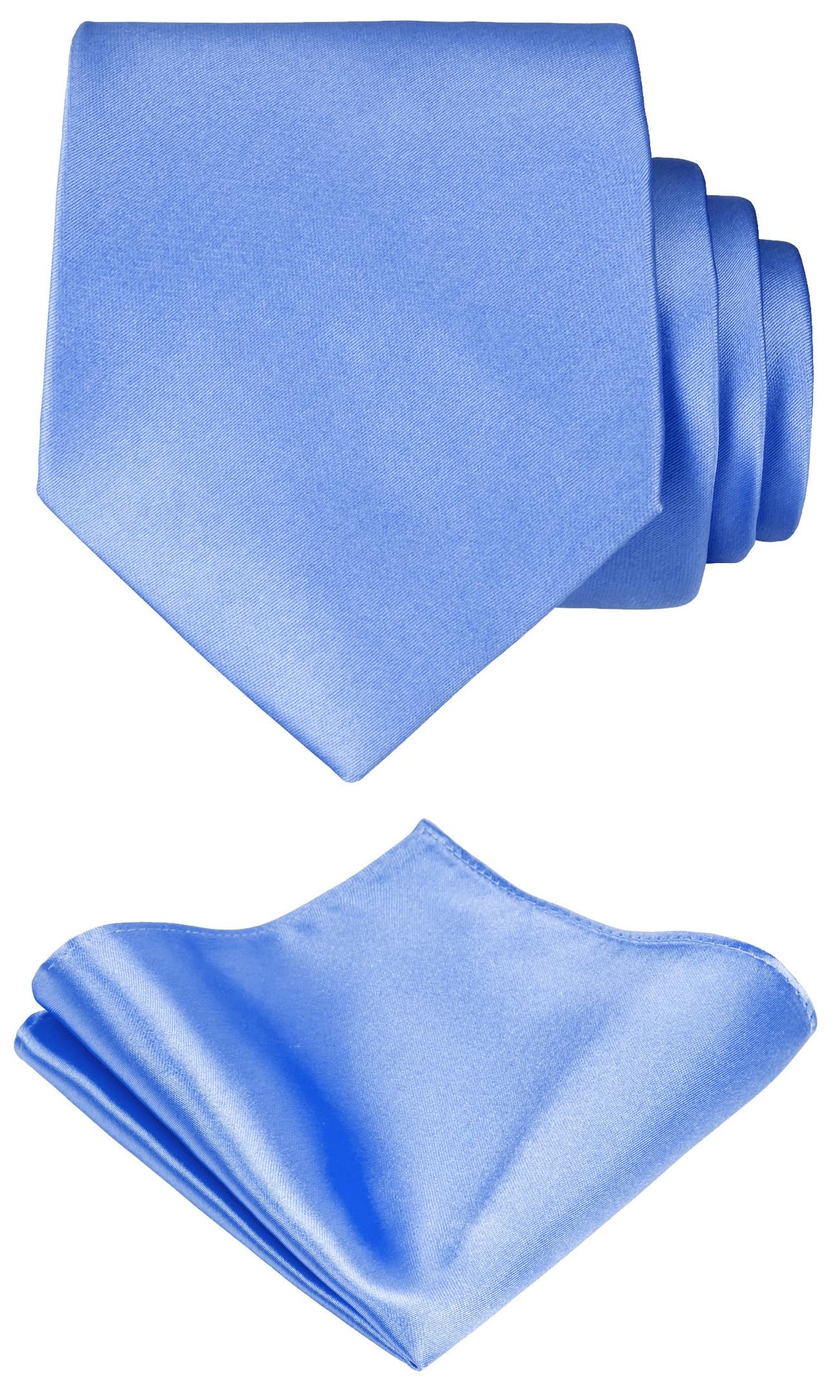 TIE G Solid Satin Woven dyed Color Formal Black Necktie and Pocket Square Sets in Gift Box