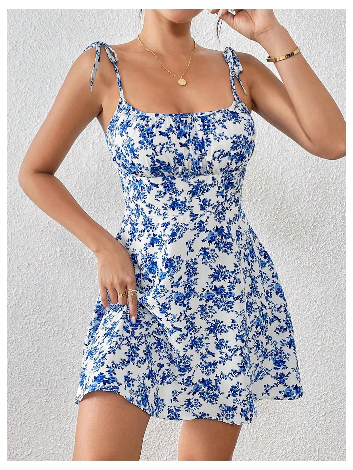 Floerns Women's Summer Floral Cherry Print A Line Short Cami Dress