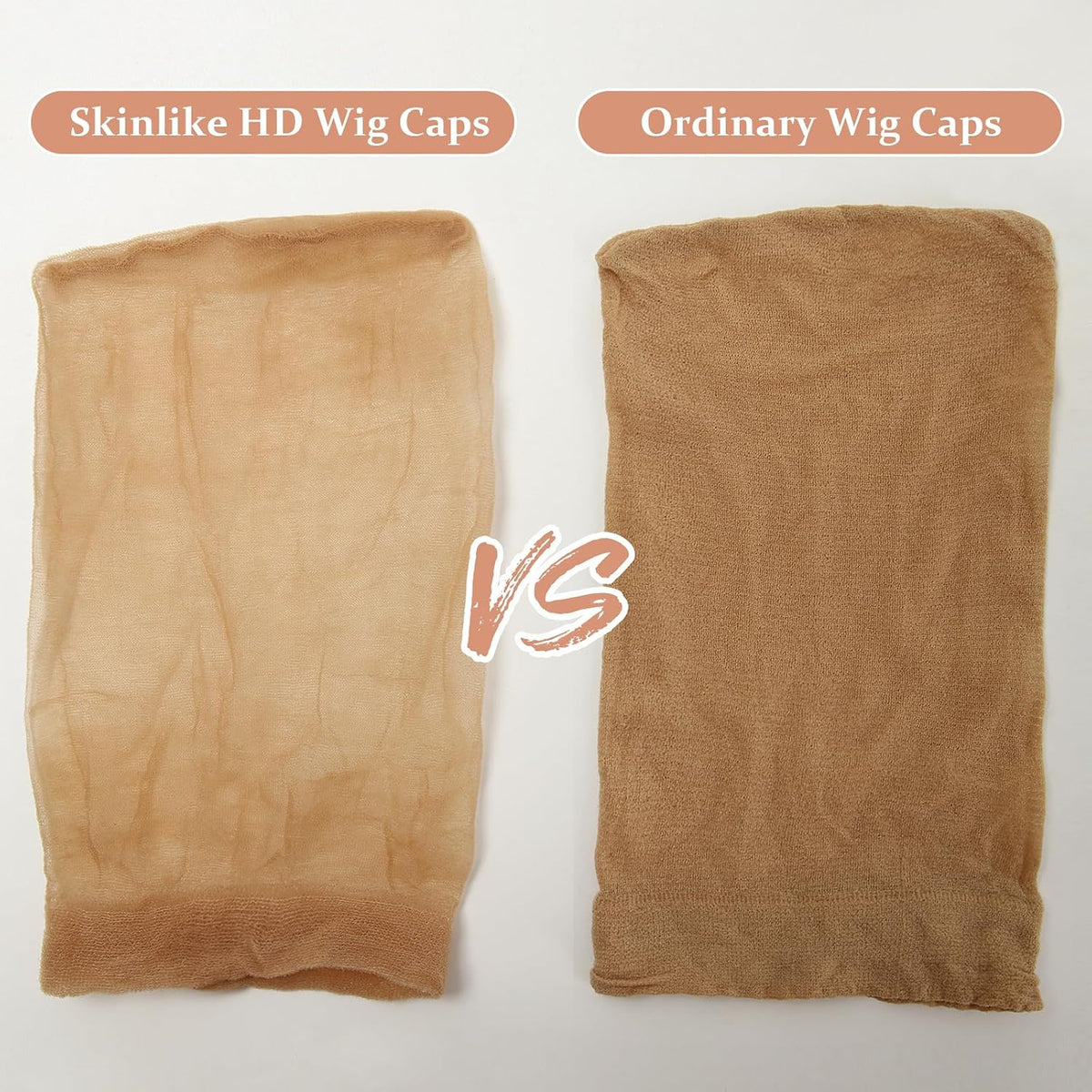 BEEOS Skinlike HD Wig Cap, 4 Pieces Invisible and Sheer Breathable Ultra-thin Stretchy Stocking Caps for Lace Front Wigs